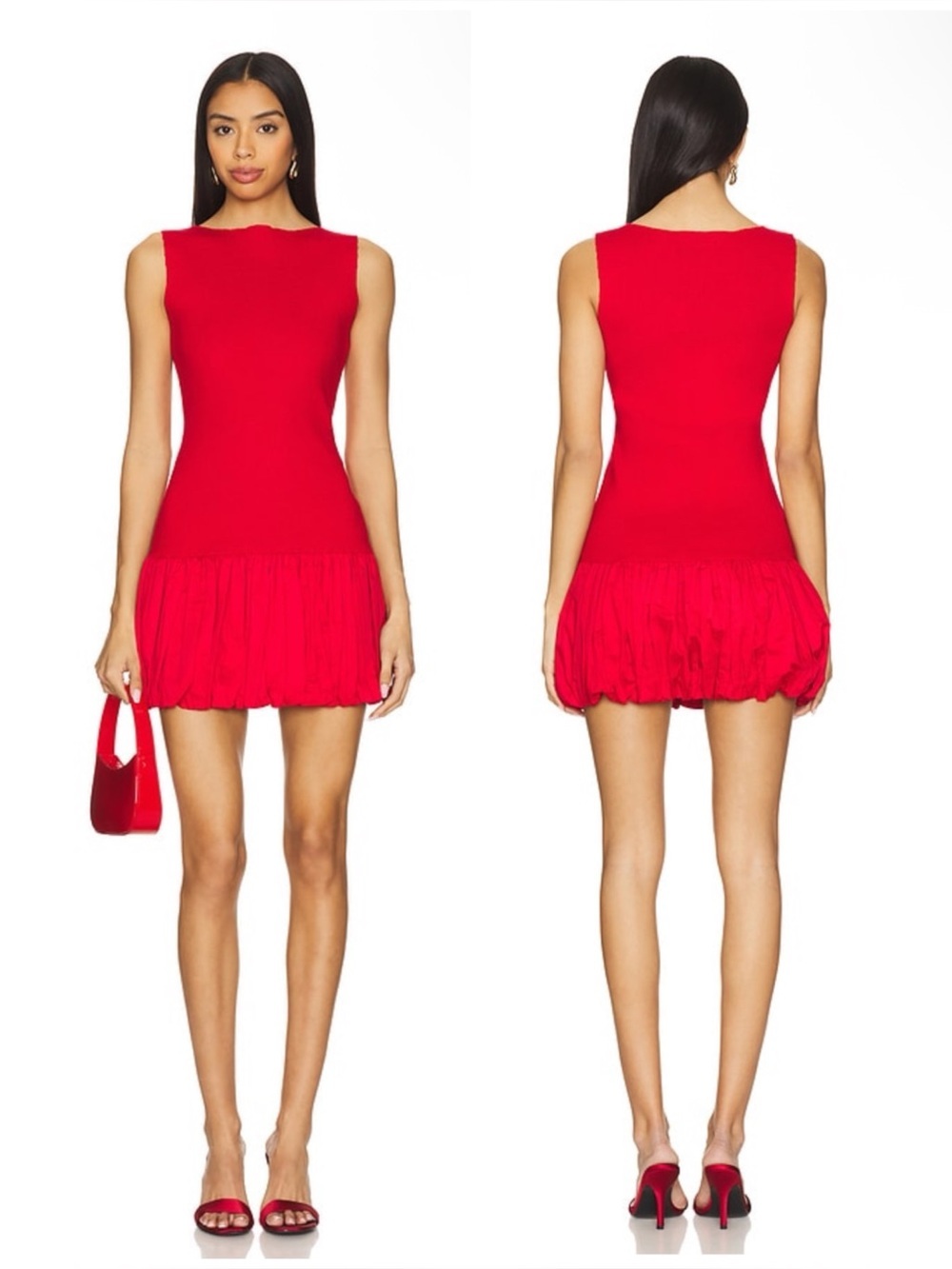 Line & Dot Cella Combination Mini Dress in Red Size L